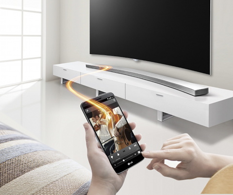 LG unveiled their first curved sound bar.