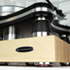 IsoAcoustics' Delos “Butcher Block” isolation platform for turntables and electronics.